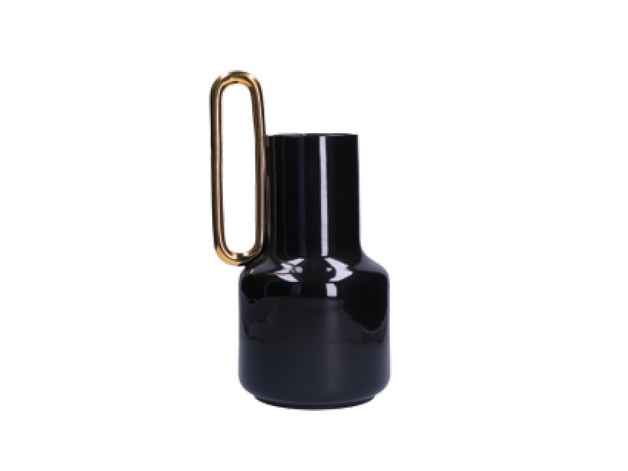 RITUALI DOMESTICI Altea, vaso basso nero/oro