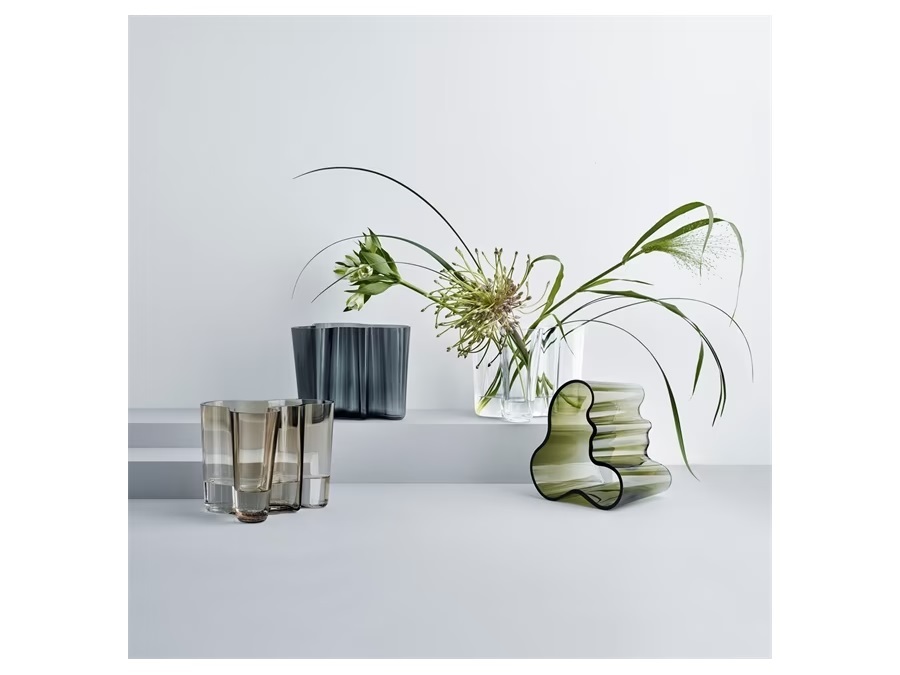 IITTALA Alvar Aalto, vaso grigio scuro in vetro 160 mm