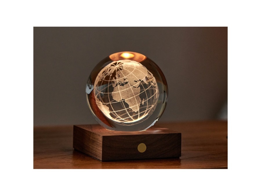 GINGKO Amber crystal light, lampada 3D laser - World Globe