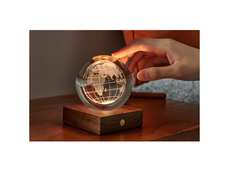 GINGKO Amber crystal light, lampada 3D laser - World Globe