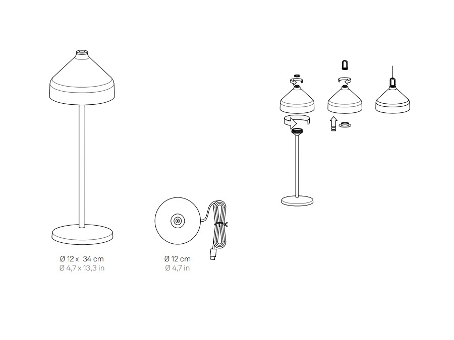 ZAFFERANO S.R.L. Amelie pro, lampada da tavolo ricaricabile - terracotta