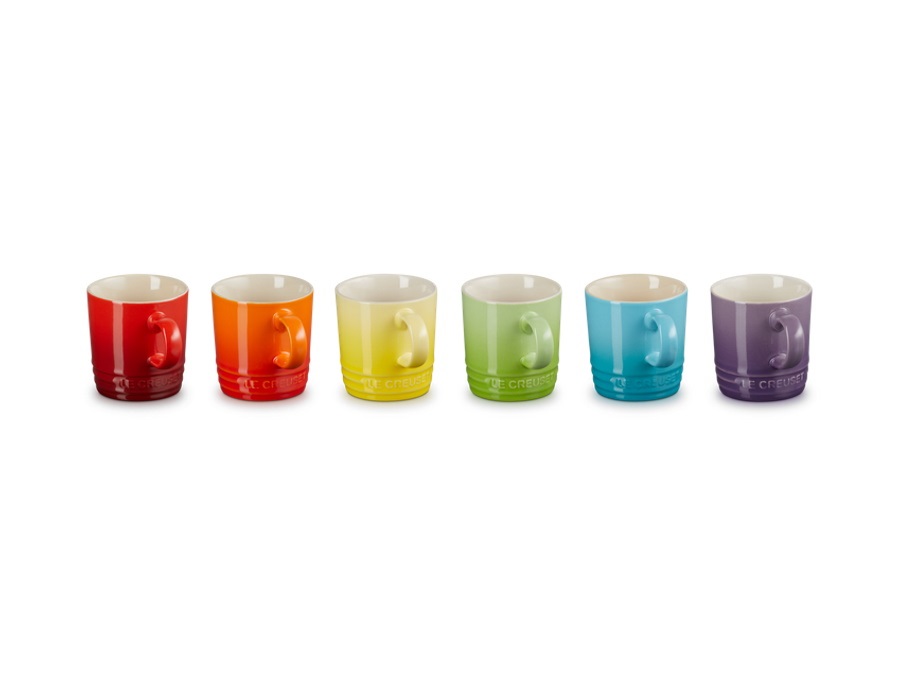 LE CREUSET Arcobaleno, set 6 tazze espresso in gres vetrificato - colori assortiti