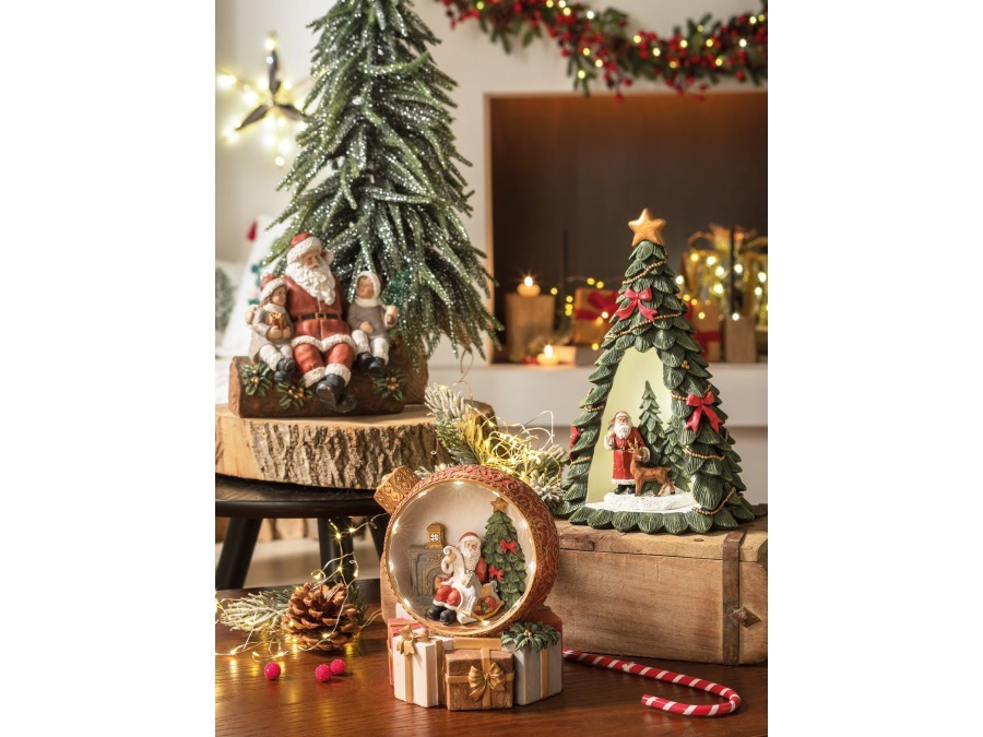 L'OCA NERA Aria di Natale, pallina con Babbo Natale con led ø14x16h cm