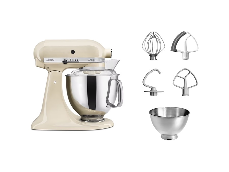 KITCHENAID Artisan, planetaria con testa reclinabile 4,8 Lt, accessori in acciaio inox, almond cream