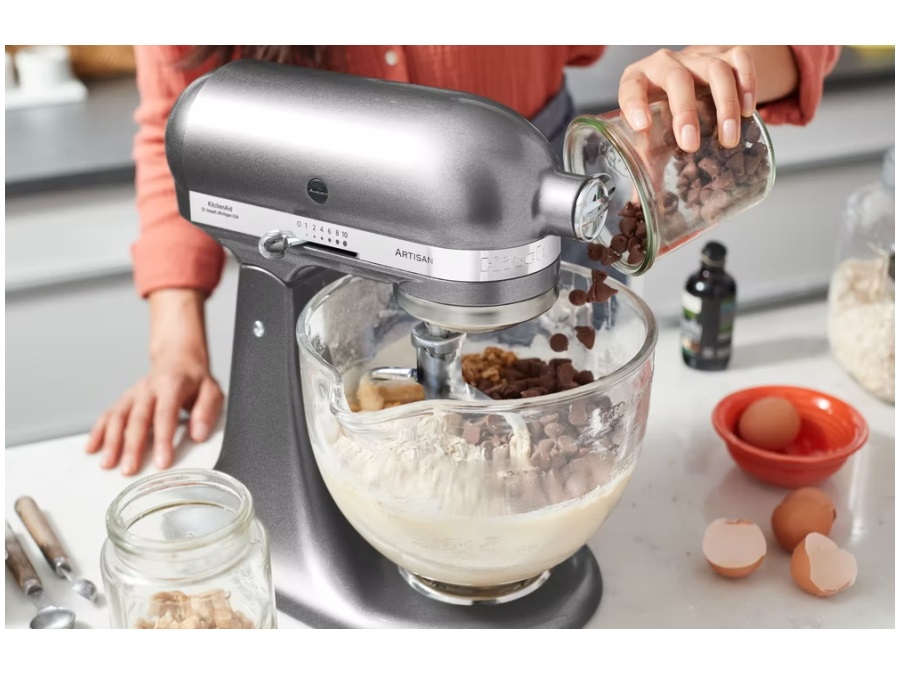 KITCHENAID Artisan, planetaria con testa reclinabile 4,8 Lt, accessori in acciaio inox, argento medaglia