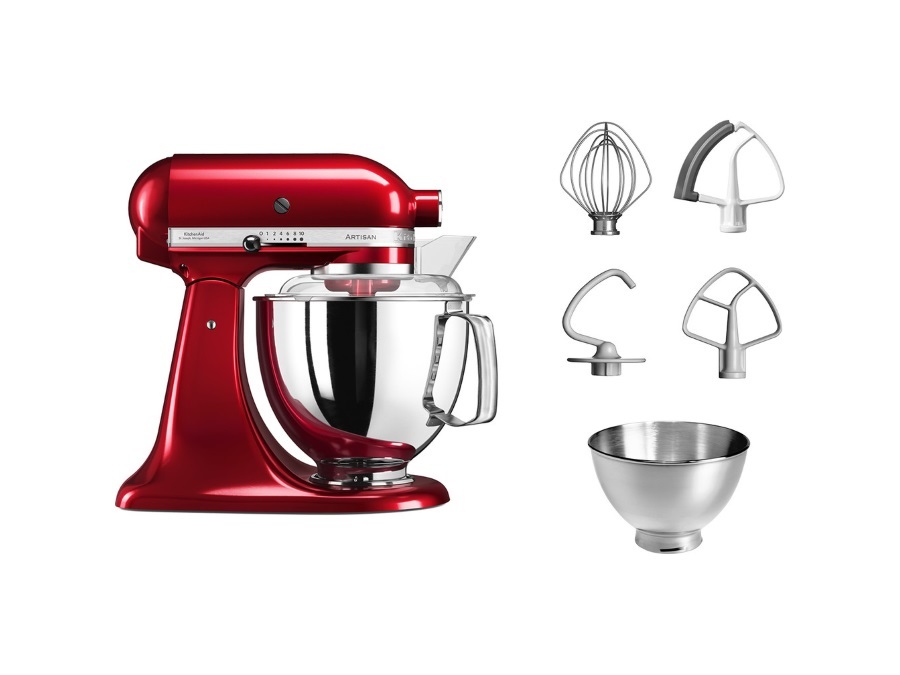 KITCHENAID Artisan, planetaria con testa reclinabile 4,8 Lt, accessori in acciaio inox, Candy