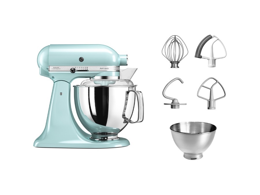 KITCHENAID Artisan, planetaria con testa reclinabile 4,8 Lt, accessori in acciaio inox, Ice Blue