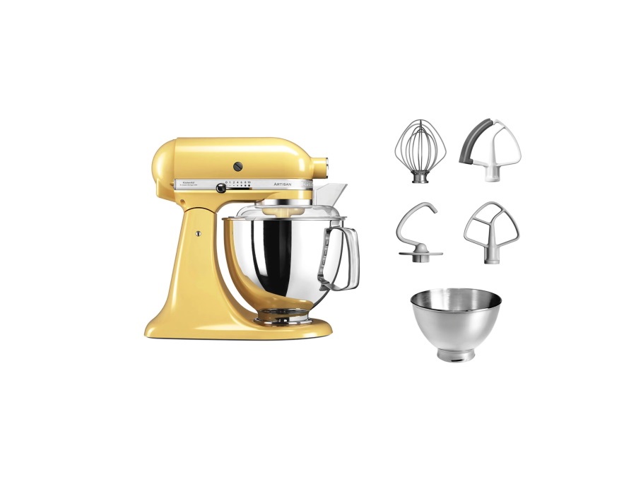 KITCHENAID Artisan, planetaria con testa reclinabile 4,8 Lt, accessori in acciaio inox, majestic yellow