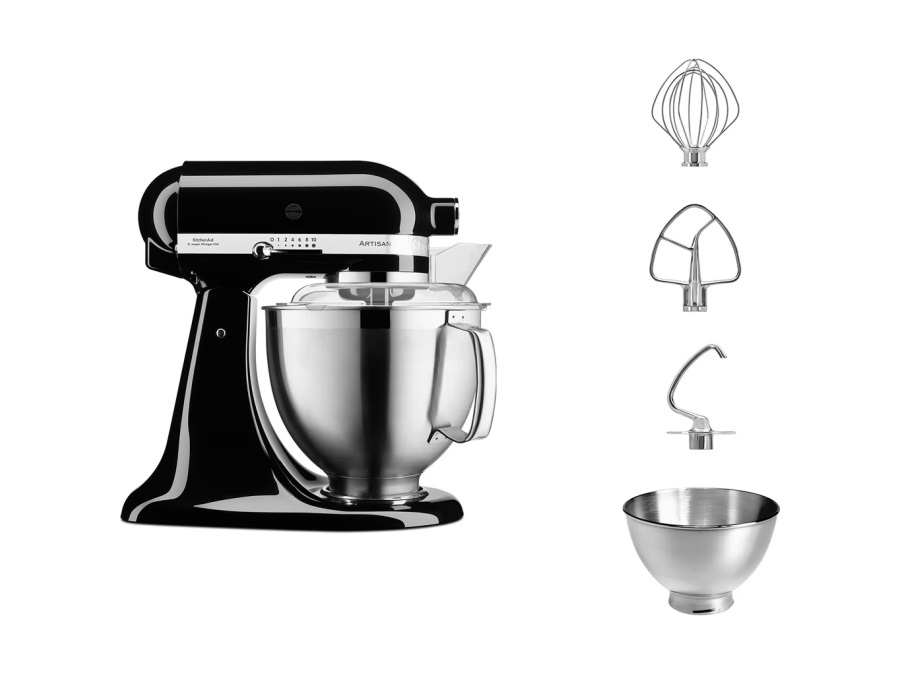 KITCHENAID Artisan, planetaria con testa reclinabile 4,8 Lt, accessori in acciaio inox, onix black