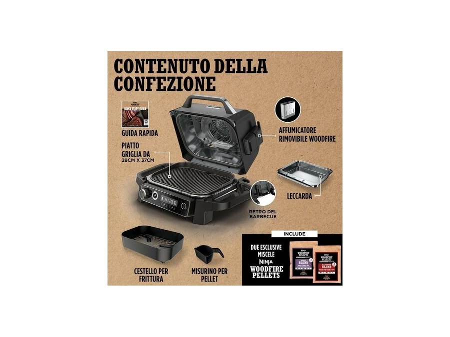 NINJA Barbecue elettrico Woodfire con affumicatore integrato - OG701EU