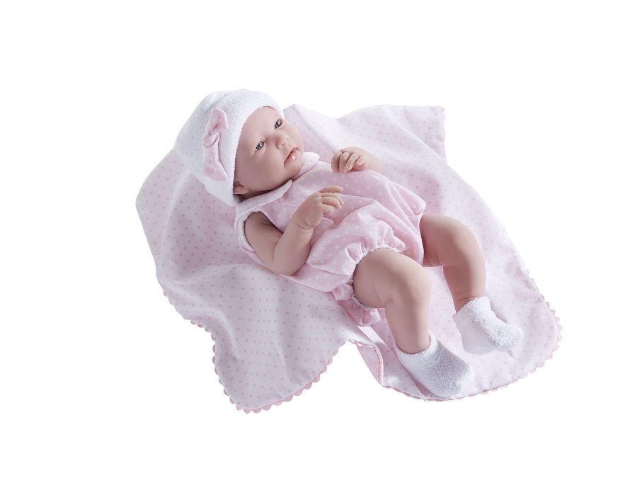 JC TOYS Bebe con tutina rosa