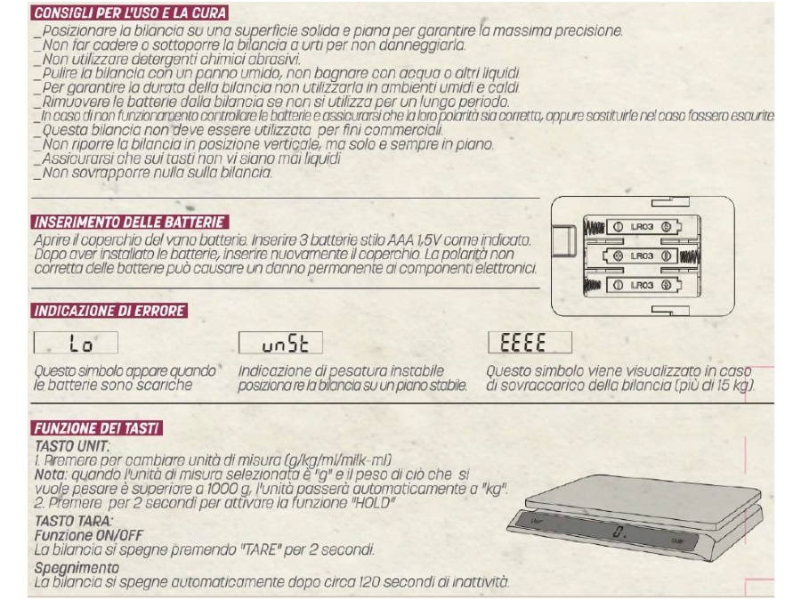 ILSA Bilancia digitale professionale da cucina 15 Kg