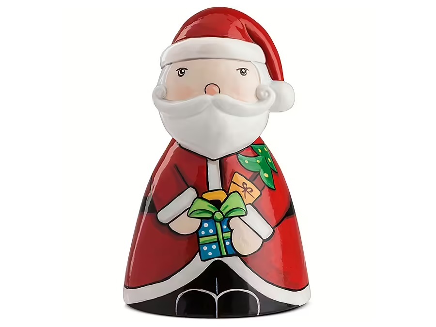 EGAN Campanella in ceramica smaltata babbo natale, 6x9 cm