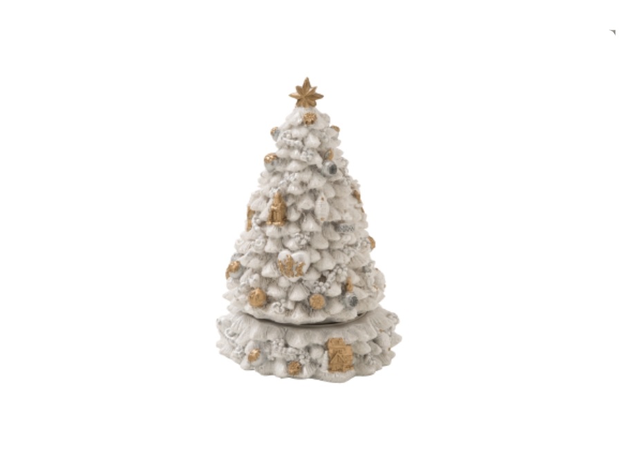 BRANDANI GIFT GROUP S.A.S. Carillon albero natale bianco, con musica e movimento, resina, Ø 17,5x29,5h cm