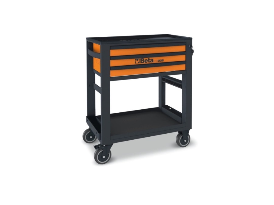 BETA UTENSILI Carrello di servizio con 3 cassetti - nero/arancio