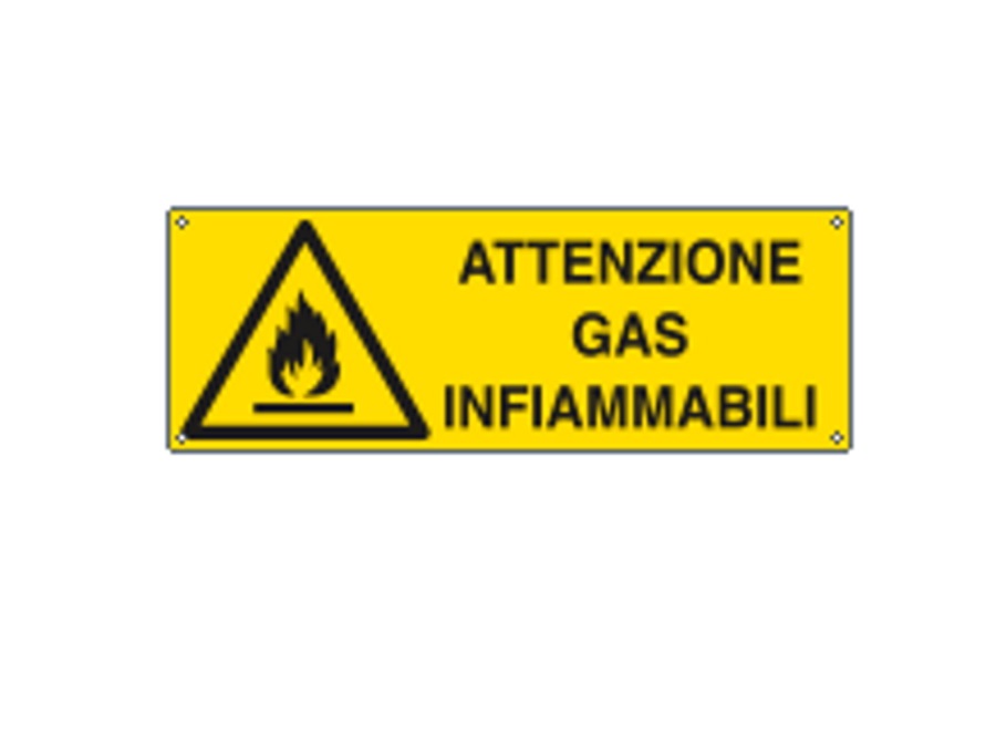 CARTELLI SEGNALATORI Cartello pericolo "attenzione gas infiammabili" 35X12,5 CM