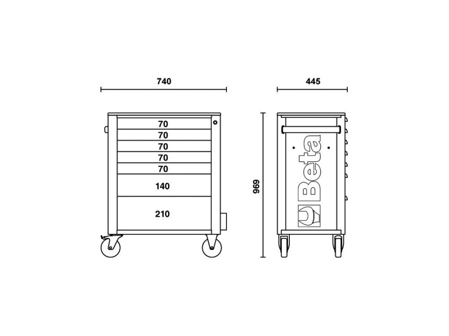 BETA UTENSILI Cassettiera porta attrezzi con 7 cassetti - arancio