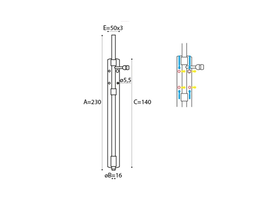 BREVETTI ADEM Catenaccio Verticale 230mm Zincato con piolino - 44