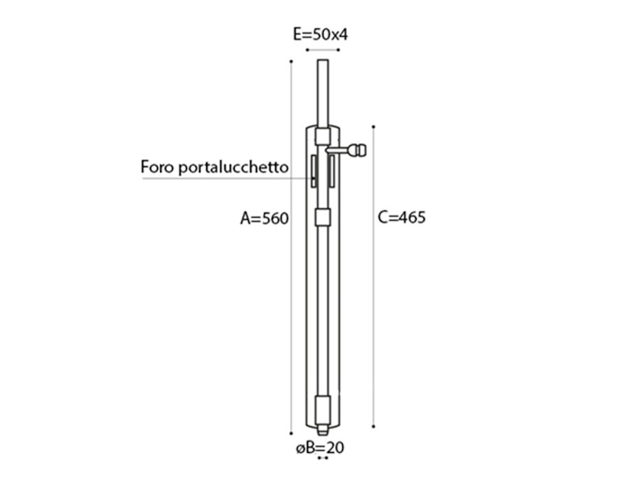 BREVETTI ADEM Catenaccio Verticale 560mm con portalucchetto - 48