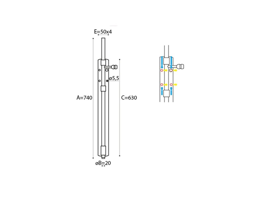 BREVETTI ADEM Catenaccio Verticale 740mm Zincato con piolino - 41