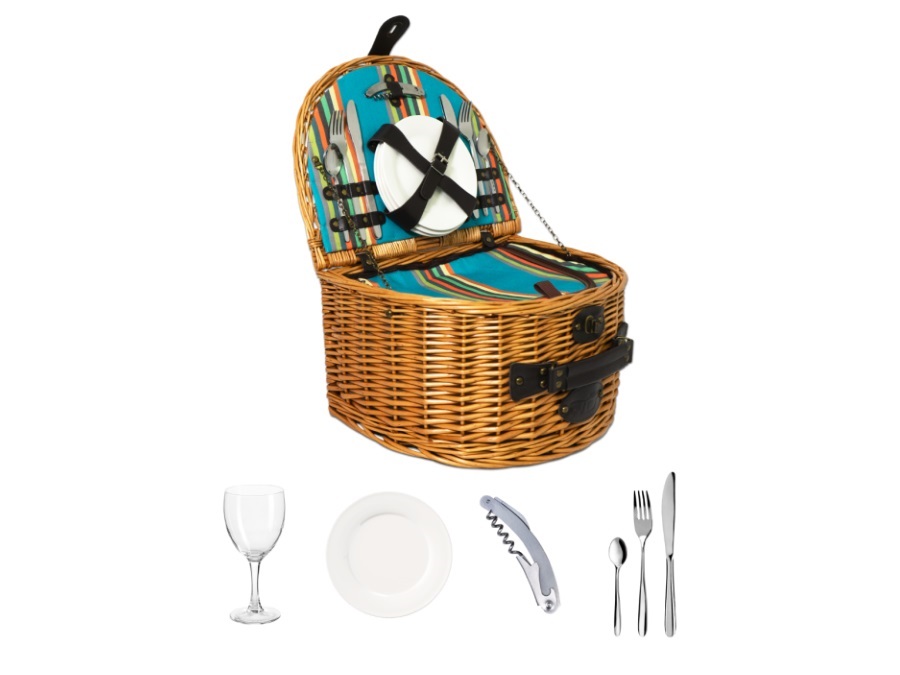 WD LIFESTYLE Cestino da picnic in vimini bianco per 4 persone