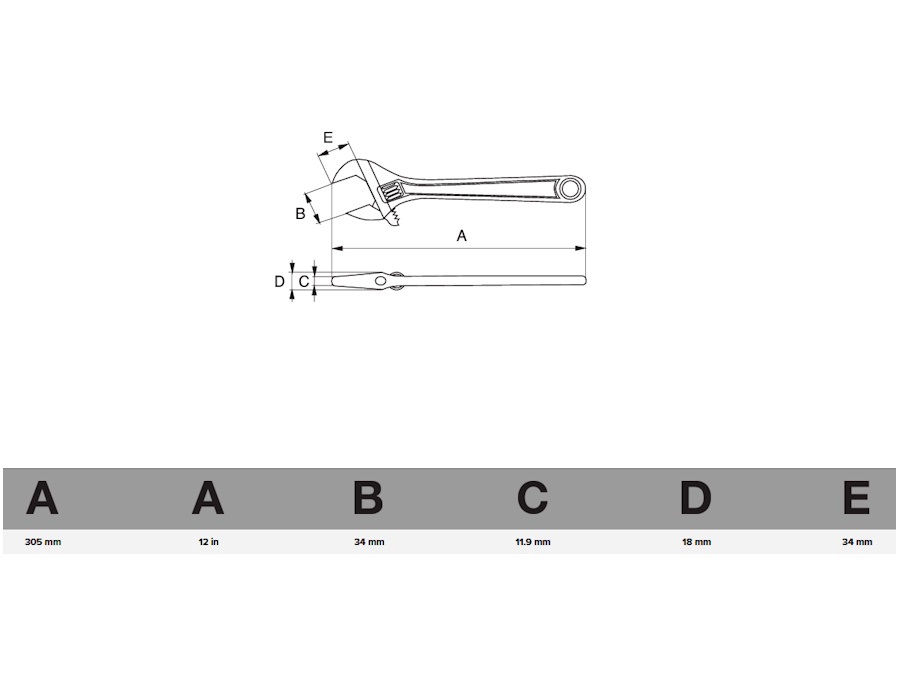 BAHCO Chiave a rullino centrale standard 34 mm con finitura cromata 305 mm -  8073 C IP