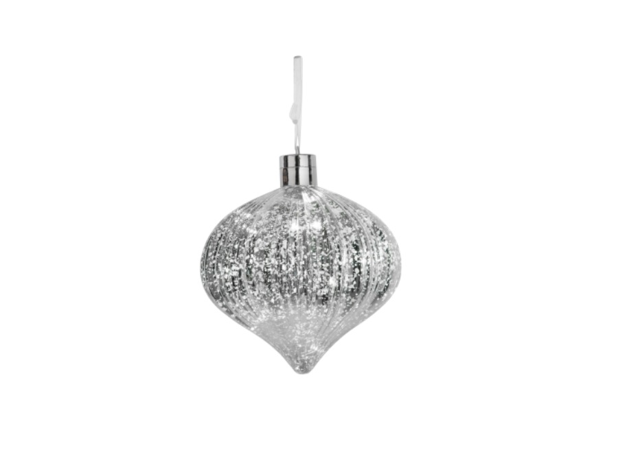 BRANDANI GIFT GROUP S.A.S. Christmas decoration punta riga con led, Ø 15x18 cm, argento, plastica