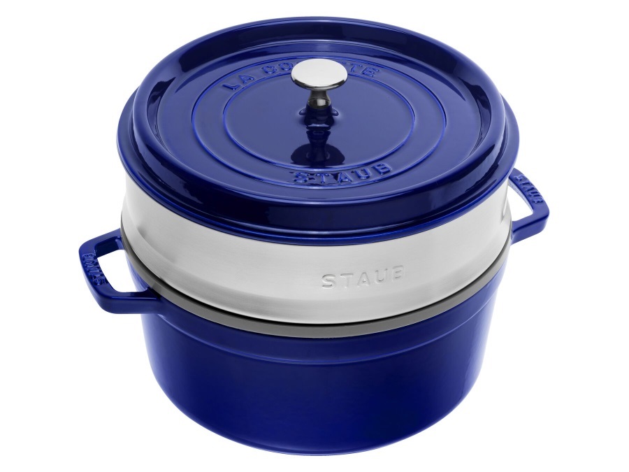 STAUB COCOTTE CON CESTELLO A VAPORE blu scuro, ø 26 cm