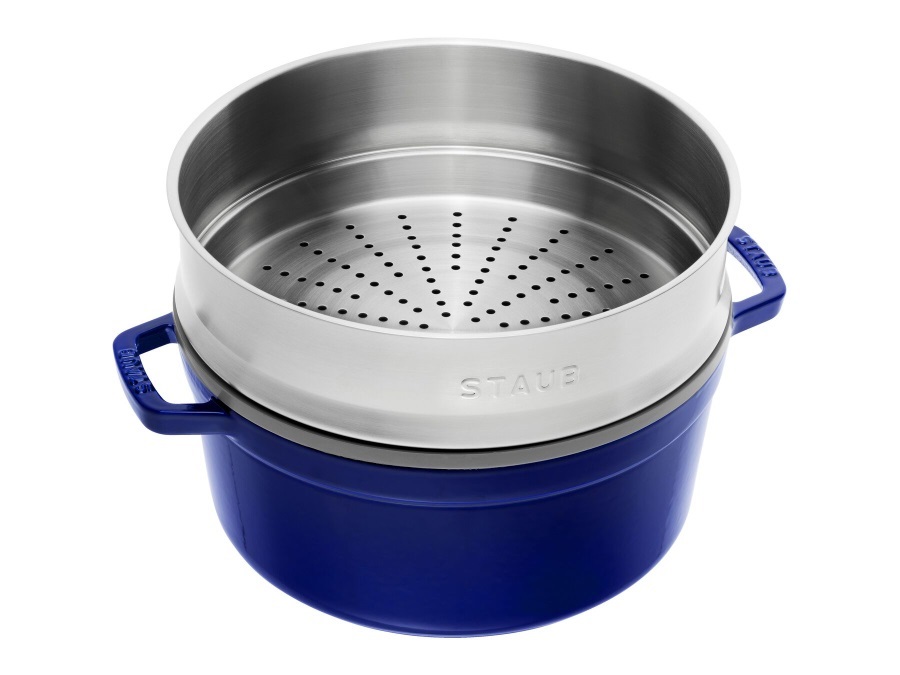 STAUB COCOTTE CON CESTELLO A VAPORE blu scuro, ø 26 cm