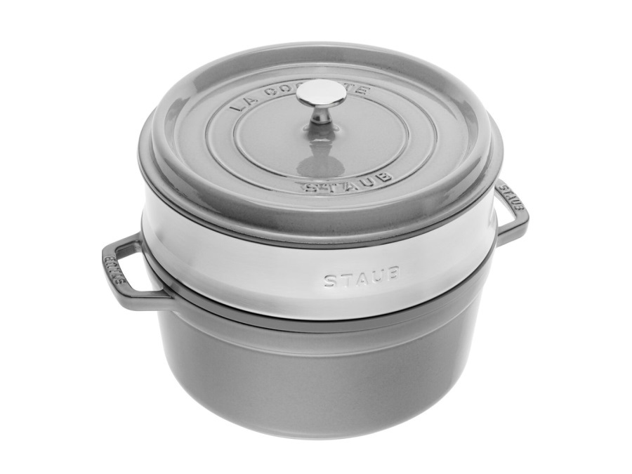 STAUB Cocotte con cestello a vapore grigio grafite, ø 24 cm