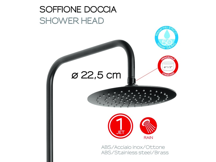 GEDY SPA Colonna doccia estensibile Star mix 03 nero matt