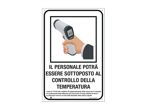 CARTELLI SEGNALATORI Etichetta autoadesiva "controllo temperatura per il personale" 20x30 cm