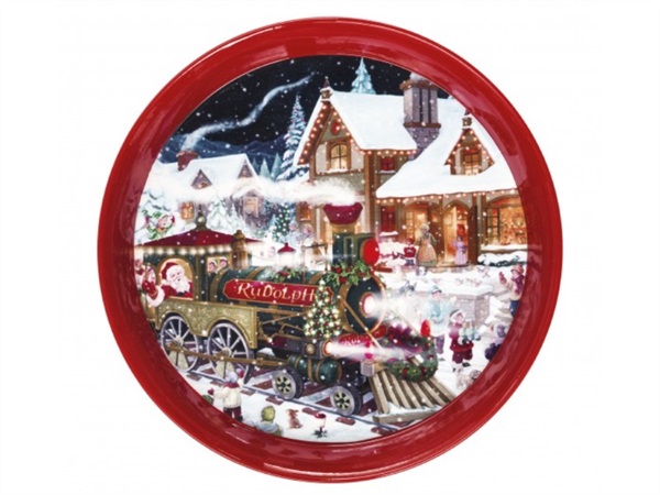 BRANDANI GIFT GROUP S.A.S. VASSOIO CHRISTMAS ROSSO METAL d.38