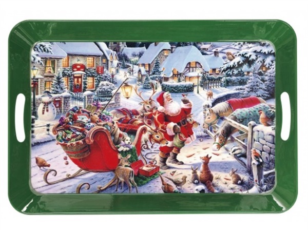 BRANDANI GIFT GROUP S.A.S. VASSOIO CHRISTMAS VERDE METAL 52x35