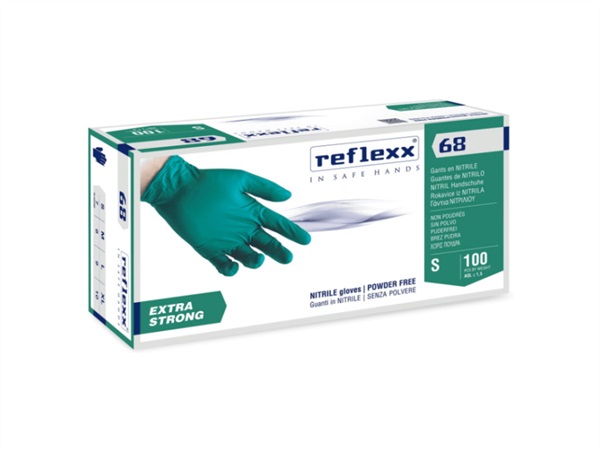 REFLEXX Confezione 100 guanti in nitrile senza polvere 68 - 6 gr