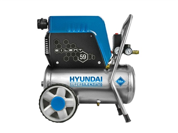 HYUNDAI POWER PRODUCRS Compressore supersilenziato 24 lt, 1 hp, 0.75 kw con accessori