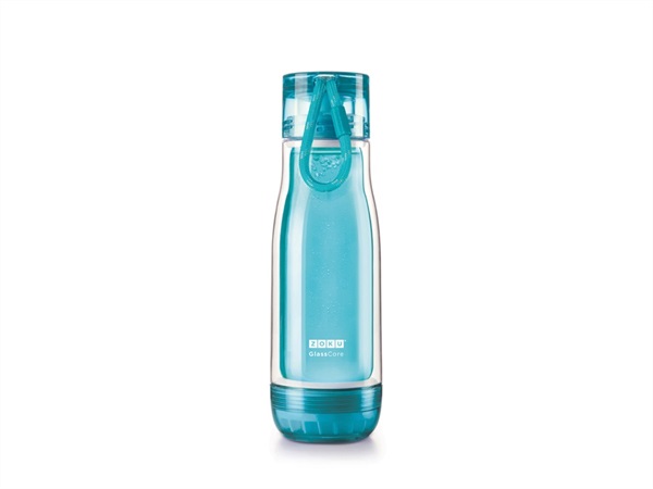 ZOKU Glass Core Bottle, bottiglia termica in vetro 475 ml - azzurro