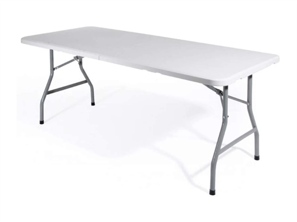 VERDELOOK Tavolo pieghevole, finitura liscia, bianco, 180x70x74 cm