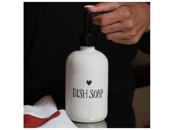 SIMPLE DAY LIVING & LIFESTYLE Dosasapone bianco con decoro Dish Soap