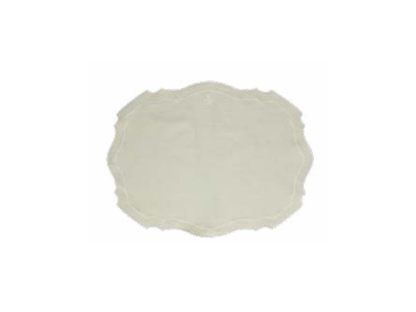 La porcellana bianca ammanto, tovaglietta sagomata verde salvia 33x48 cm