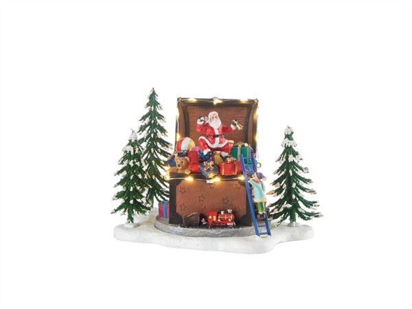 L'OCA NERA Doni per tutti, baule di Babbo Natale con movimento e led 19,5x14x13h cm