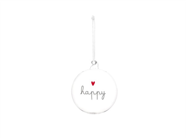 SIMPLE DAY LIVING & LIFESTYLE Pallina in vetro Happy bianco, Ø12 cm