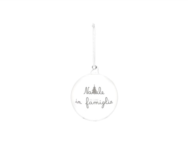 SIMPLE DAY LIVING & LIFESTYLE Pallina in vetro Natale in Famiglia bianco, Ø12 cm