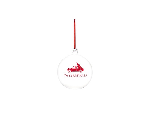 SIMPLE DAY LIVING & LIFESTYLE Pallina in vetro Merry Christmas rosso, Ø12 cm