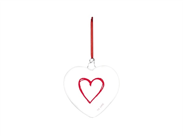 SIMPLE DAY LIVING & LIFESTYLE Pallina in vetro cuore Cuore rosso, Ø15 cm