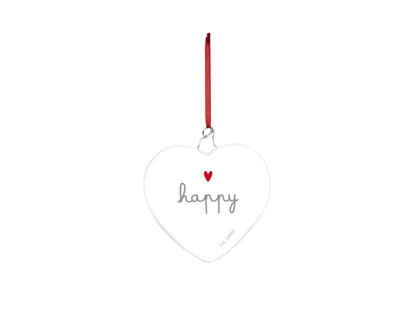 SIMPLE DAY LIVING & LIFESTYLE Pallina in vetro cuore happy bianco, Ø15 cm