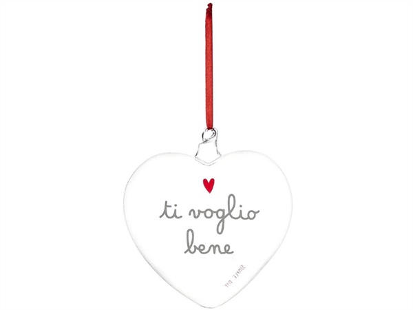 SIMPLE DAY LIVING & LIFESTYLE Pallina in vetro cuore ti voglio bene bianco, Ø15 cm