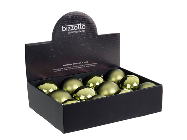 BIZZOTTO Sfera in vetro verde mirto, Ø 8 cm, colori assortiti