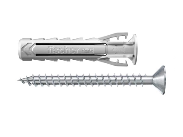 FISCHER Tassello in nylon con vite truciolare testa svasata piana, SX Plus 10x50 S