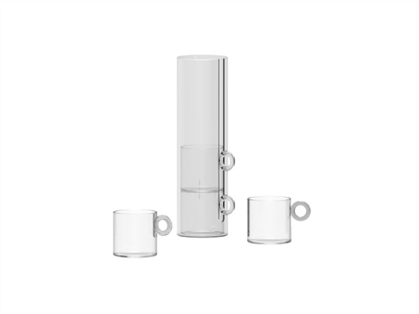 WD LIFESTYLE Set 4 tazze in vetro borosilicato con supporto bianco
